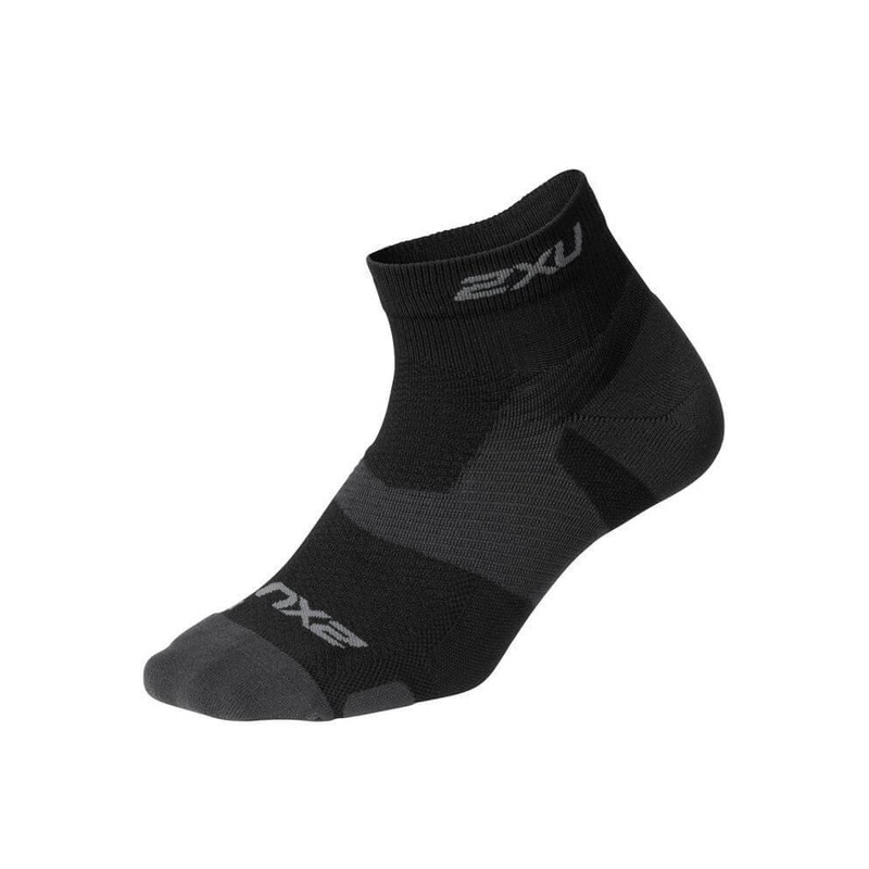 2XU UA5047E Vectr Light Cushion Compression 1/4 Crew Unisex Compression Socks (Black/Titanium)