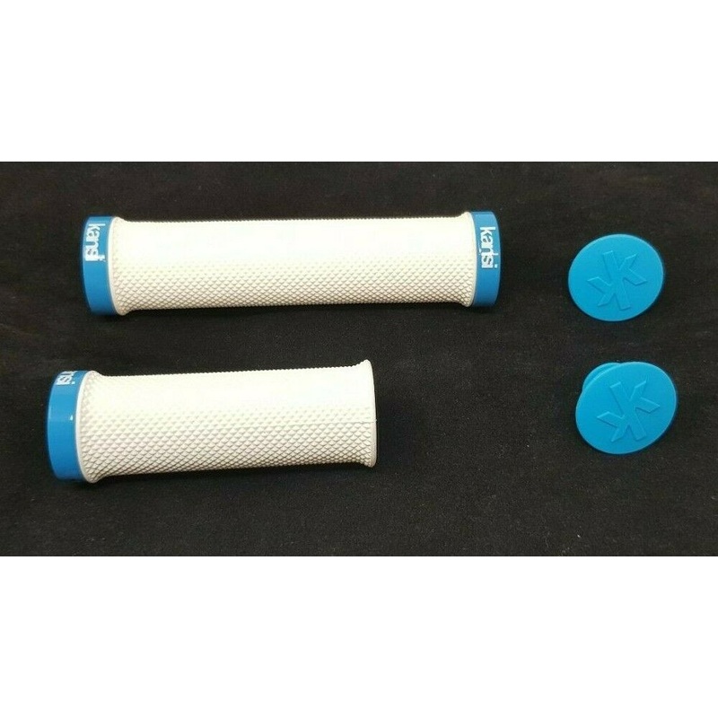 135mm+93mm Lock On Handle Bar Grips, White & Blue, Kansi Bikes, Folding Bike, Mtb