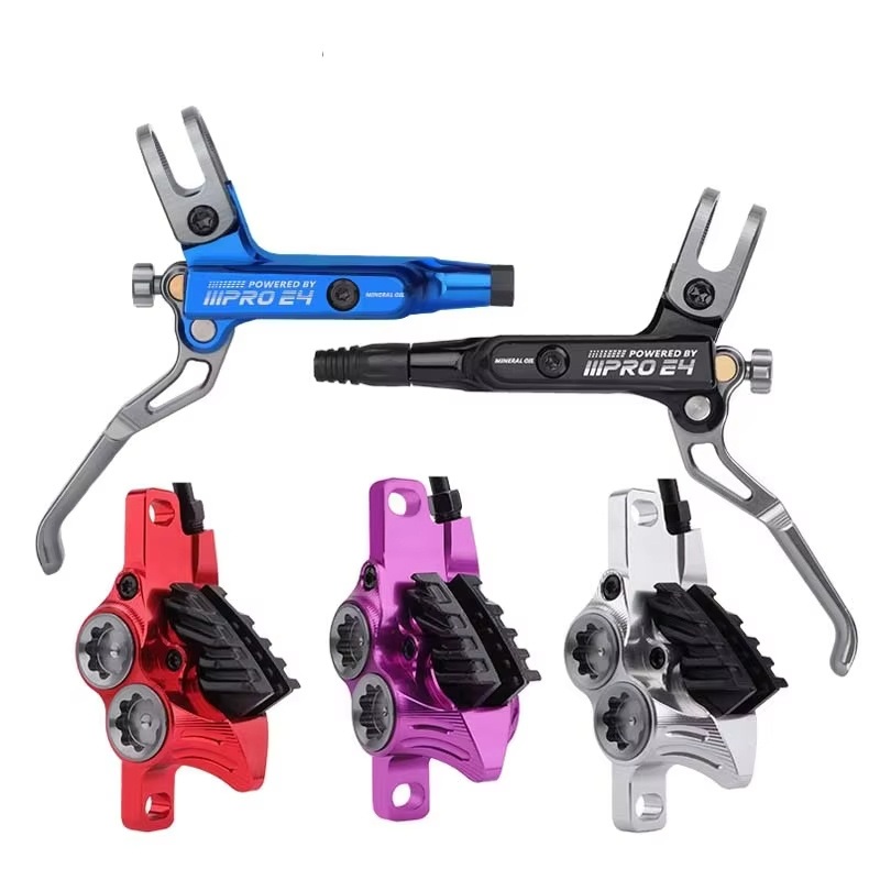800/1550mm Bicycle Hydraulic Disc Brake with Cooling Pads 4 Piston Oil Pressure Am Dh E-Bike MTB Disc Brake