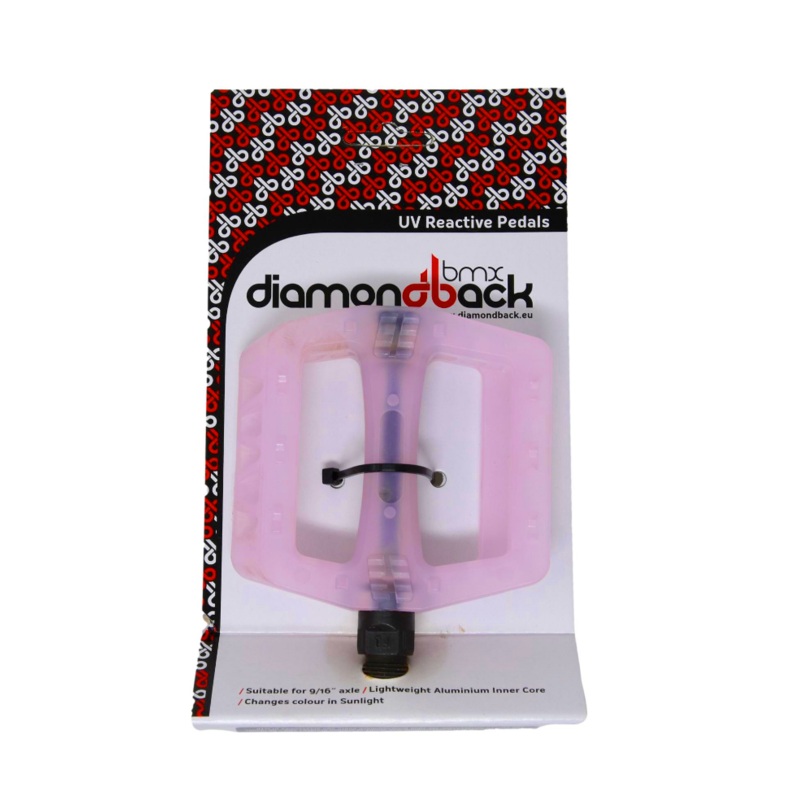 Diamondback 9-16 White – Pink UV Reactive BMX MTB Bike Pedals