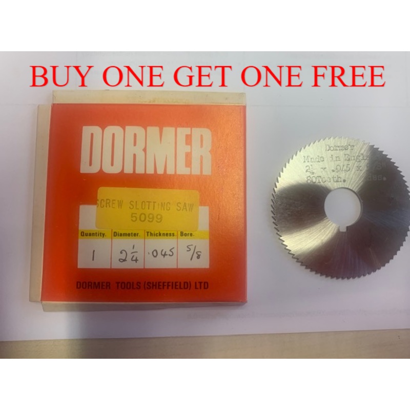 DORMER SCREW SLOTTING SAW BLADE 2 1-4 DIA .045 THICK 5-8 BORE 80 TEETH ENGLISH MADE NEW OLD STOCK BUY ONE GET ONE FREE