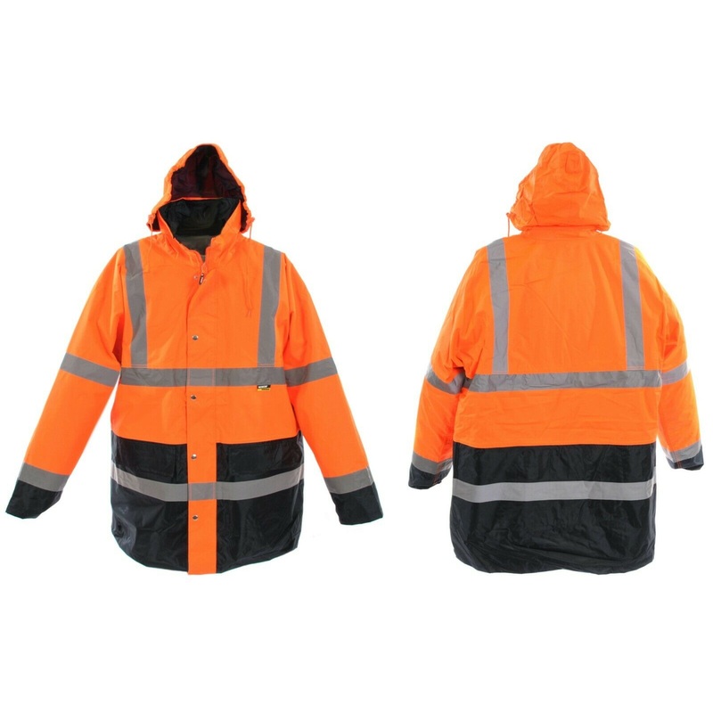 HI VIZ CONTRAST PARKER 100% WATERPROOF COAT FLUORESCENT ORANGE & BLUE JACKET – SIZE 3XL