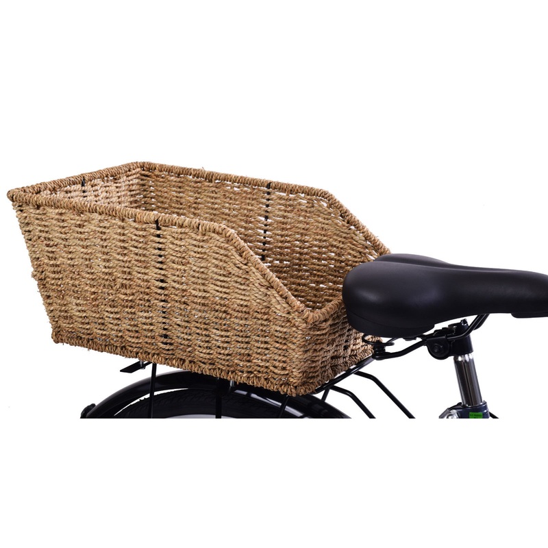 Rear Carrier Fitting Luxurious Wicker Style Bike Basket For Ladies About Town Bike