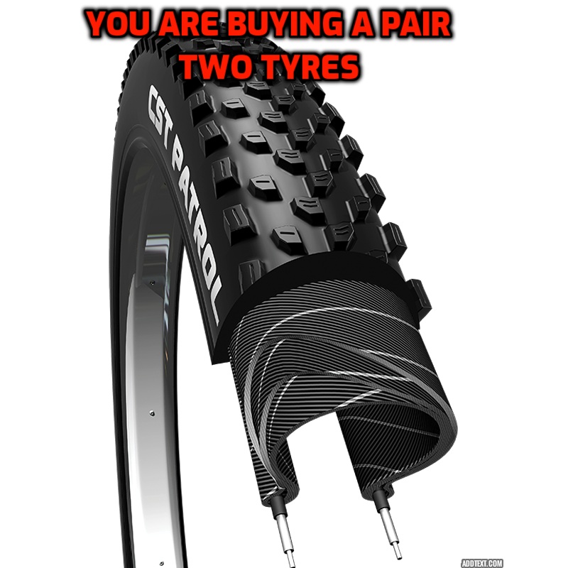 Pair (two) CST Patrol 27.5 x 2.25 (57-584) Mountain MTB Bike All Terrain Knobby Tyres Black