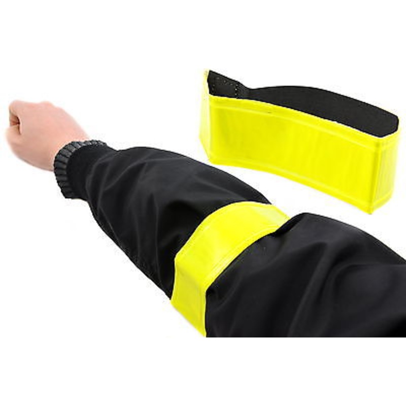 2 x 50mm WIDE HI VIZ YELLOW REFLECTIVE ARMBAND SAFETY CYCLING,JOGGING