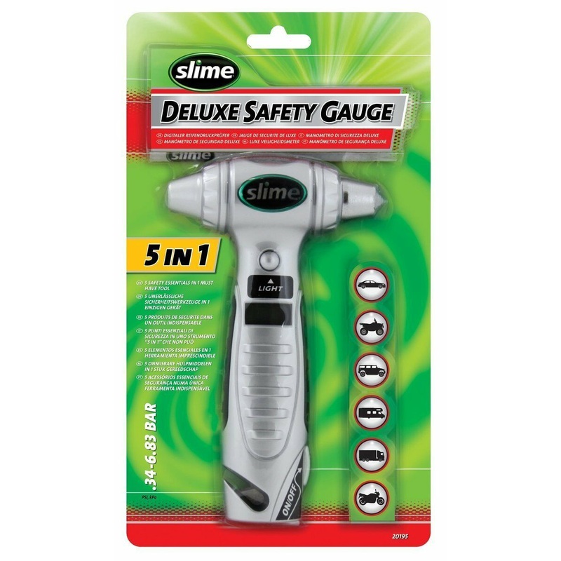Car Pressure Gauge 5 In 1 Digital Tyre & Tread Gauge Belt Cutter, Hammer & Torch