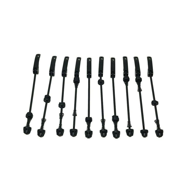 JOBLOT OF 10 X QUICK RELEASE BIKE SKEWERS, FRONT 135mm, REAR 165mm LENGTH BLACK