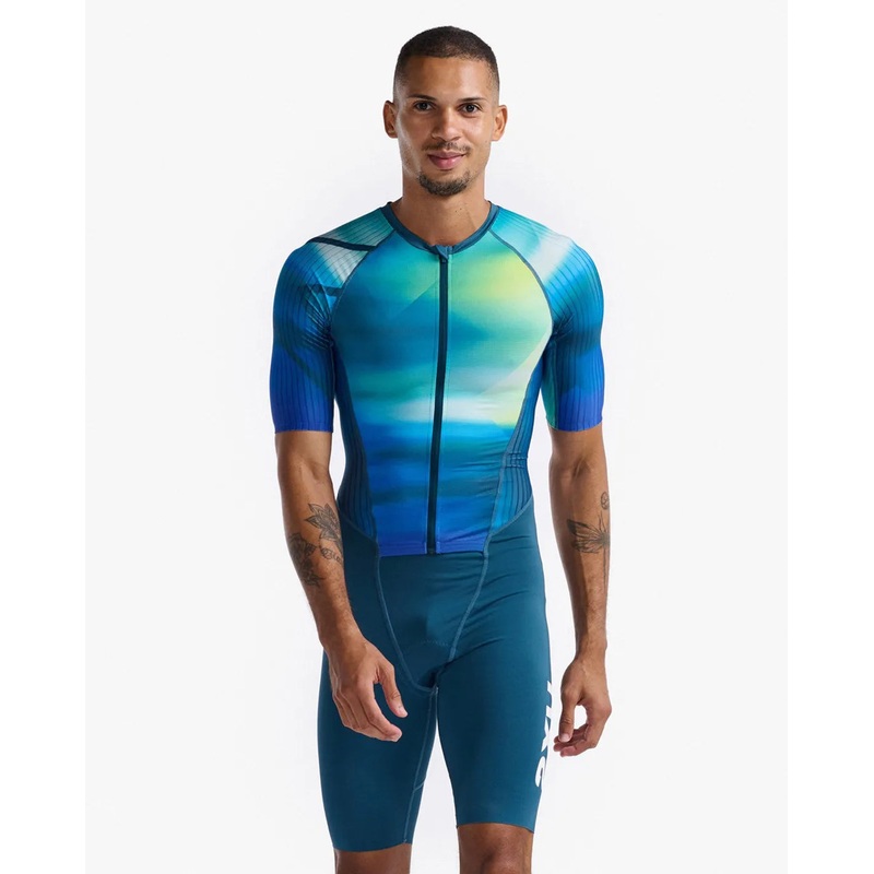 2XU MT6426D Aero Sleeved Men’s Triathlon Suit (Spring Green/Majol)