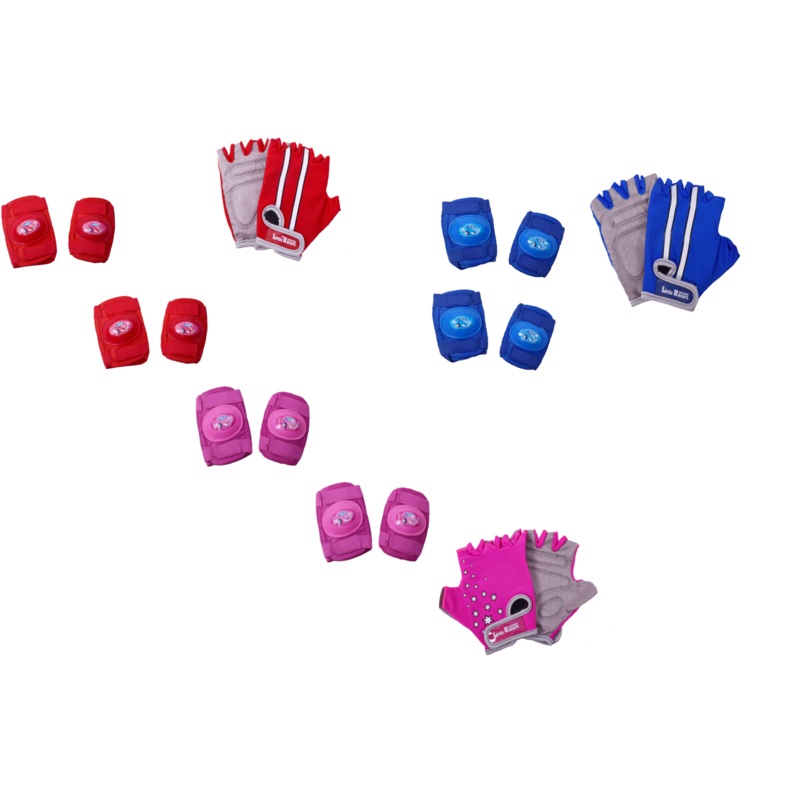 Childs Bike Riding Safety Kit Knee and Elbow Pads With Free Fingerless Lycra Gloves