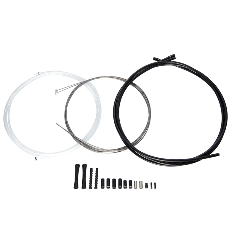 Sram Shift Cable Kit – Black 4mm SlickWire 1X (Includes 2300mm x1.1mm Sram SlickWire cable, 2000x4mm Sram housing, 2 Sram Aluminum Ferrules, 2 end caps) – Sram 1x MTB and Road