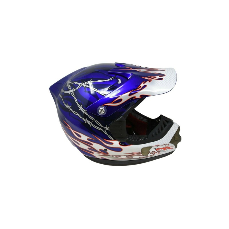 Full Face Downhill Motocross Fibreglass Bike Helmet B.e. Dragon 55-56cm Blue