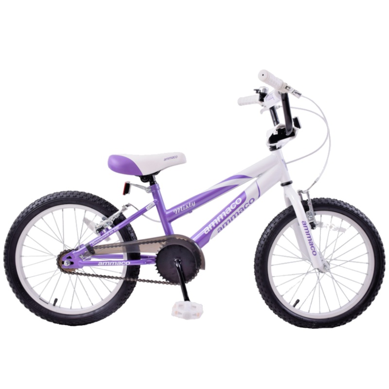 Ammaco Misty 18 Wheel Kids Childs Girls BMX White & Purple Bike Bicycle Age 6 +