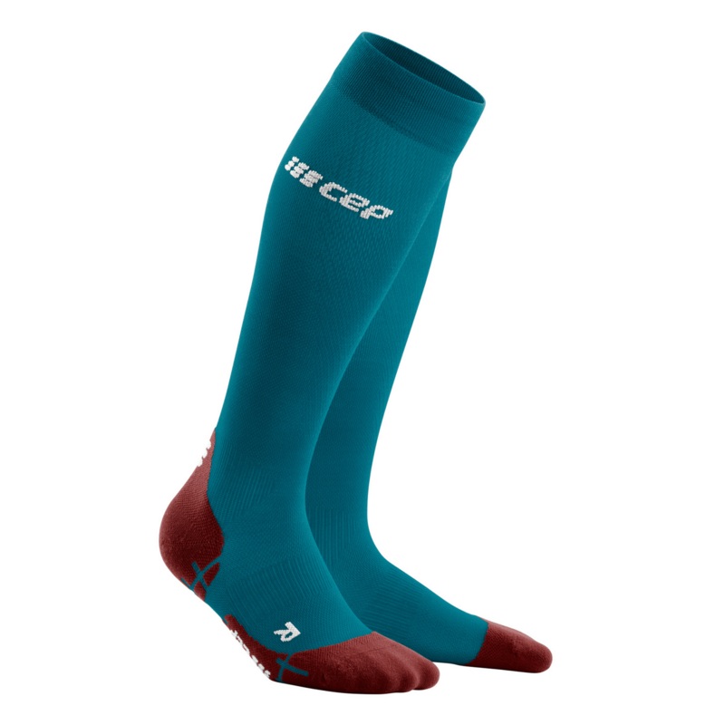CEP Compression Ultralight Tall Compression Women’s Compression Socks (Petrol/Dark Red)