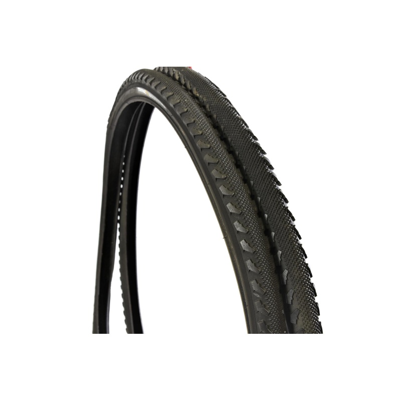 Pair 700 x 42 (622) City Bike Hybrid 5 Ply Light Semi-Slick Puncture Protection Tyres BLK