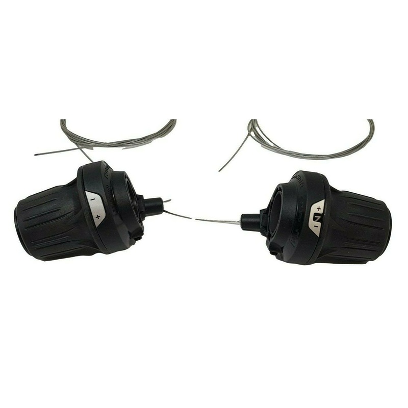 SHIMANO RV200 TOURNEY (3 X 7) 21 SPEED GRIP SHIFT SHIFTER SET – BLACK WITH GEAR CABLE
