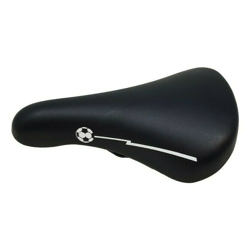 Raleigh Strike2015 Junior Bike Saddle With Clamp, Black With Football On, New