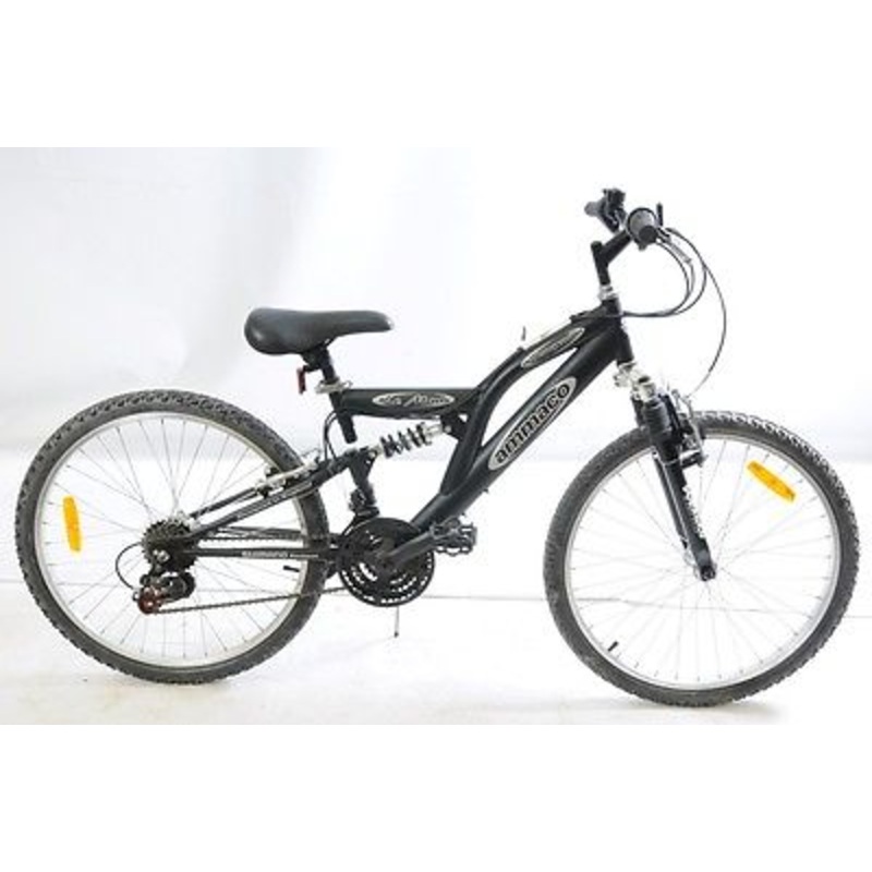 24 WHEEL DUAL SUSPENSION MOUNTAIN BIKE 18 SPEED SHIMANO SATIN BLACK ONE ONLY