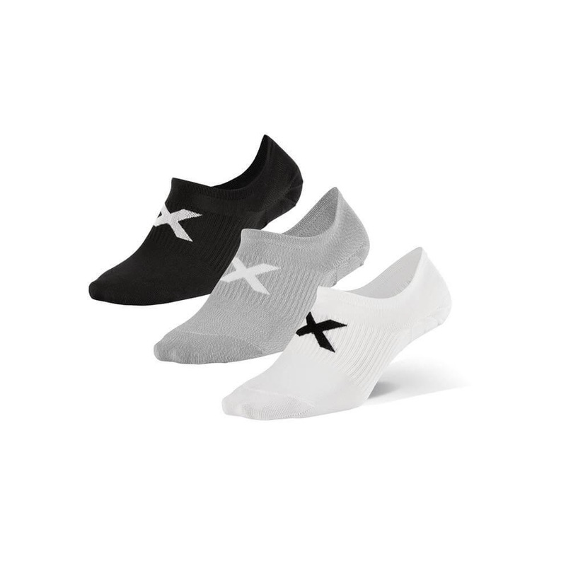 2XU UQ6550E Invsible Unisex Running Socks – Pack of 3 (Black/White/Grey)
