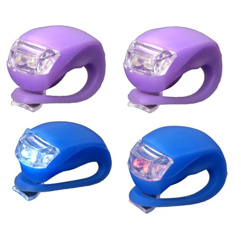 Bicycle – Bike Front & Rear LED Lights Set Wrap Around Silicon – Choose Colour: