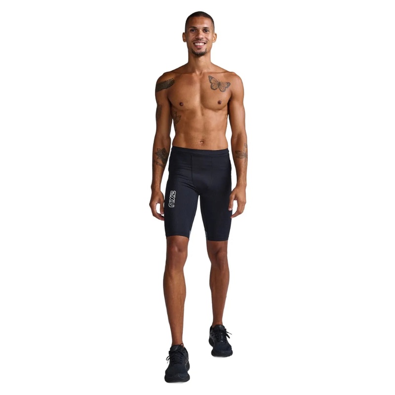 2XU MA7050B Light Speed React Men’s Cycling Compression Shorts (Black/White Reflective)