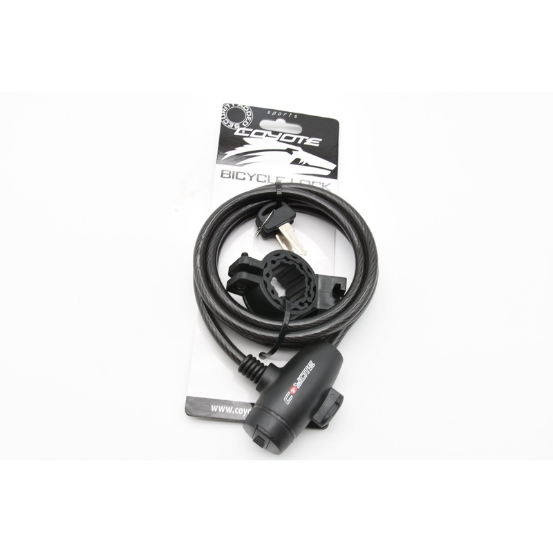 COYOTE CABLE COIL SPIRAL ANTI-THEFT SECURE BIKE SECURITY LOCK BLACK 8mm x 1800mm