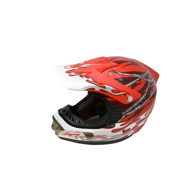 Full Face Downhill Motocross Fibreglass Bike Helmet B.e. Dragon 55-56cm Red