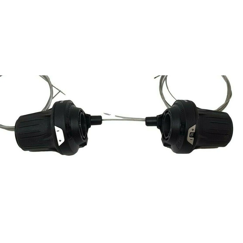 SHIMANO RV200 TOURNEY (3 X 6) 18 SPEED GRIP SHIFT SHIFTER SET – BLACK WITH GEAR CABLE