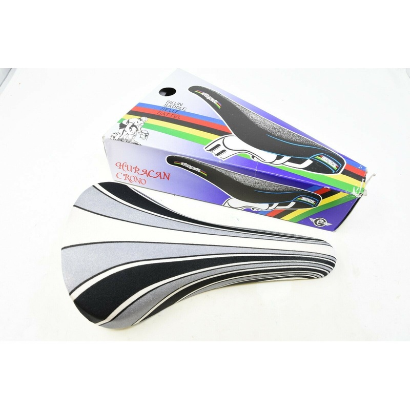 1980s Huracan Crono Race Bicycle Saddle Grey Black Stripe Gitane $120 USA NOS