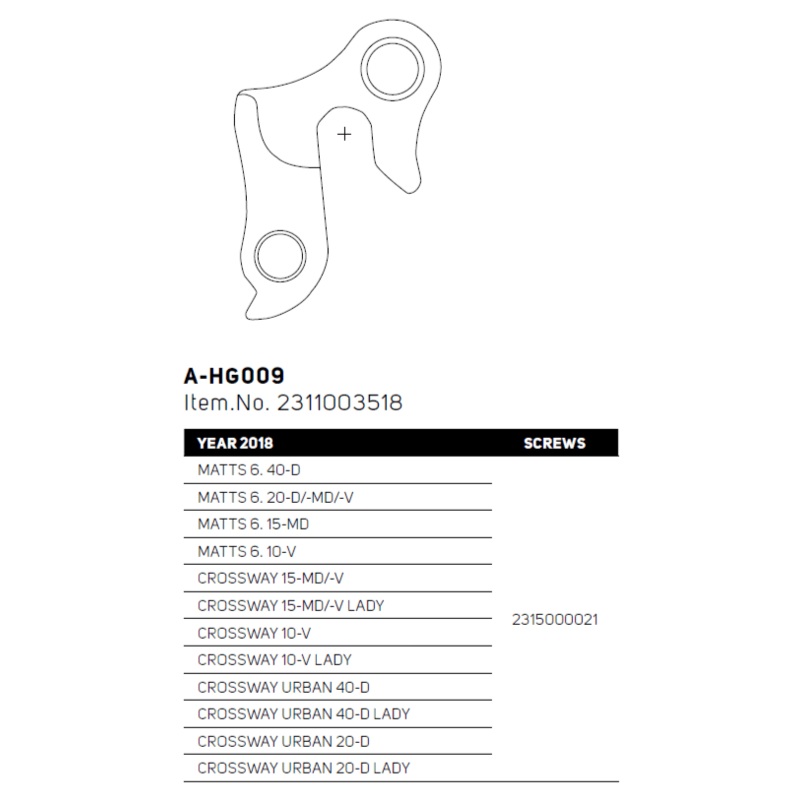 Merida DH-10 Derailleur Hanger for Crossway