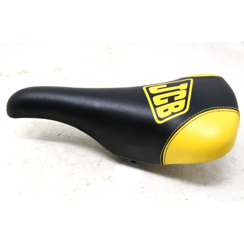 Retro Mtb any Bike Saddle Black Saddle With Yellow Corners J>C>B Lettered