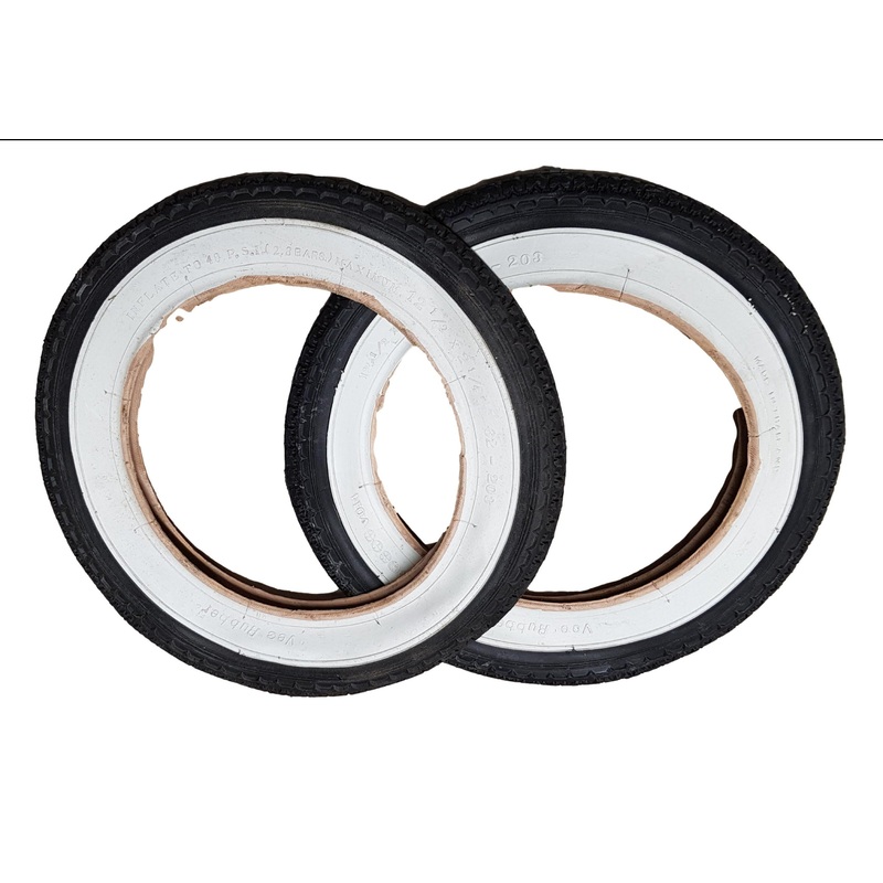 PAIR (2) 12 1-2 X 2 1-4  62 – 203 KIDS CHILD BIKE WHITEWALL TYRES SCOOTER NOS