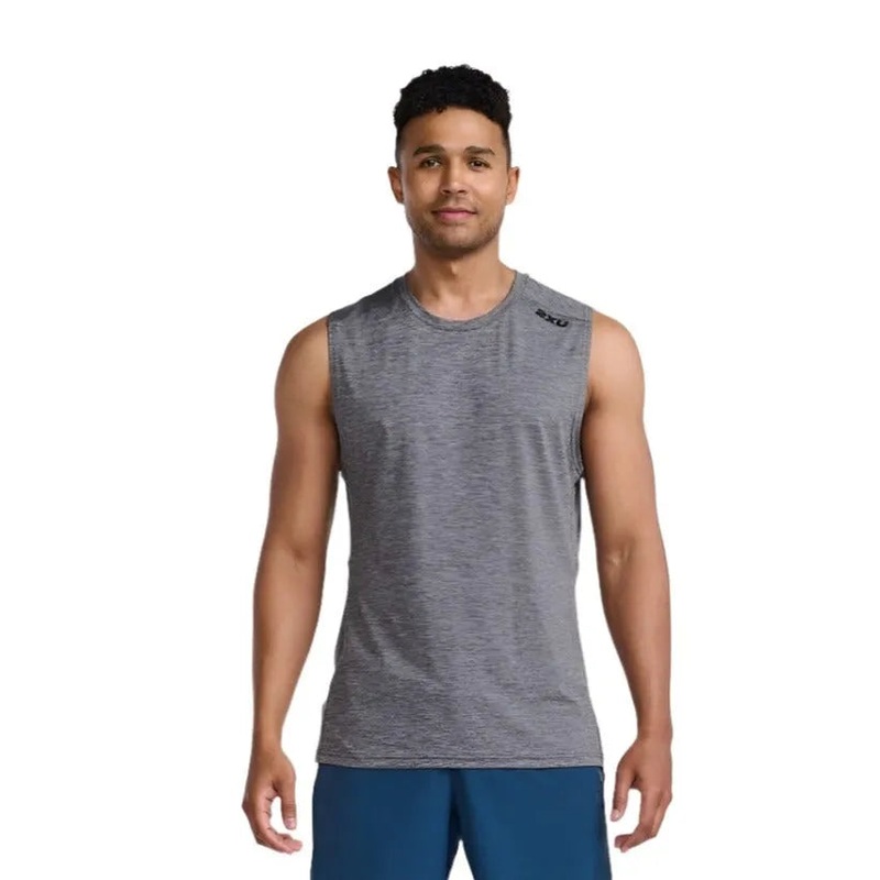 2XU MR7187A Motion Tank Harbour Men’s Running T-Shirt (Mist/Black)