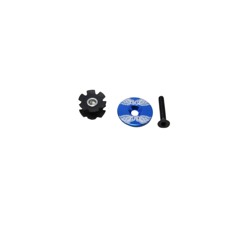 GT Wing Race Countersunk Alloy A-head Cap +1 1/8 (28.6mm) Star Nut Blue 28.6mm