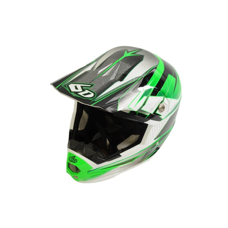 6D ATR-1 Rush Moto-X – Motocross Helmet – XL  Green, Black & White