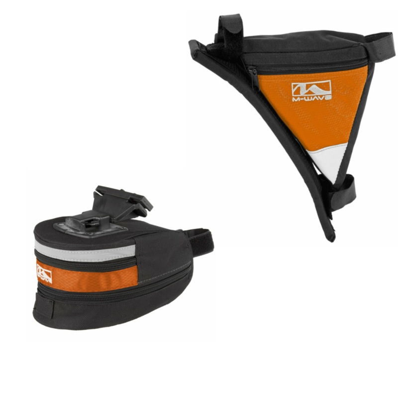 Mens Bike Saddle Bag + Triangle Frame Bag Cycle Bargain 2 Piece Luggage Set Orange
