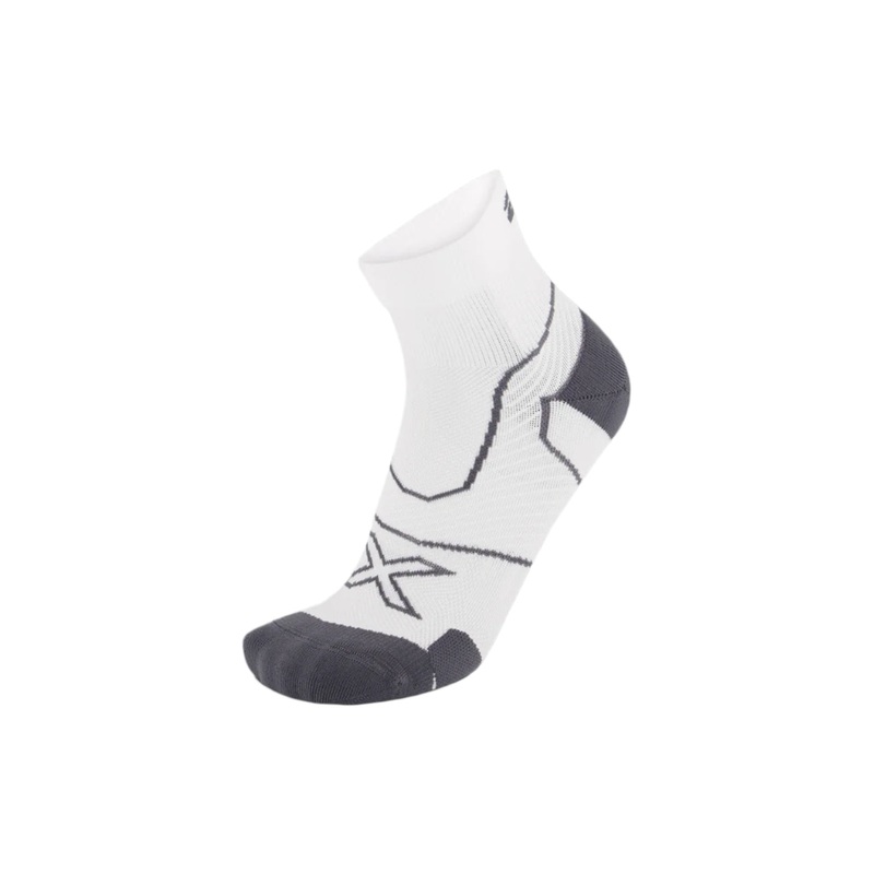 2XU UA5048E Vectr Cushion 1/4 Crew Unisex Running Socks (White/Grey)