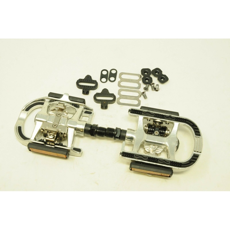 PAIR FDP DUAL FUNCTION RACE, TRAIL BIKE PEDALS SPD COMPATIBLE + CLEATS