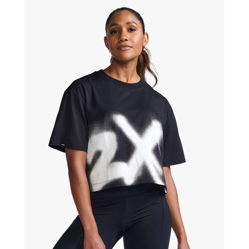 2XU WR6994A Form Crop Women’s Running T-Shirt (Black/White)