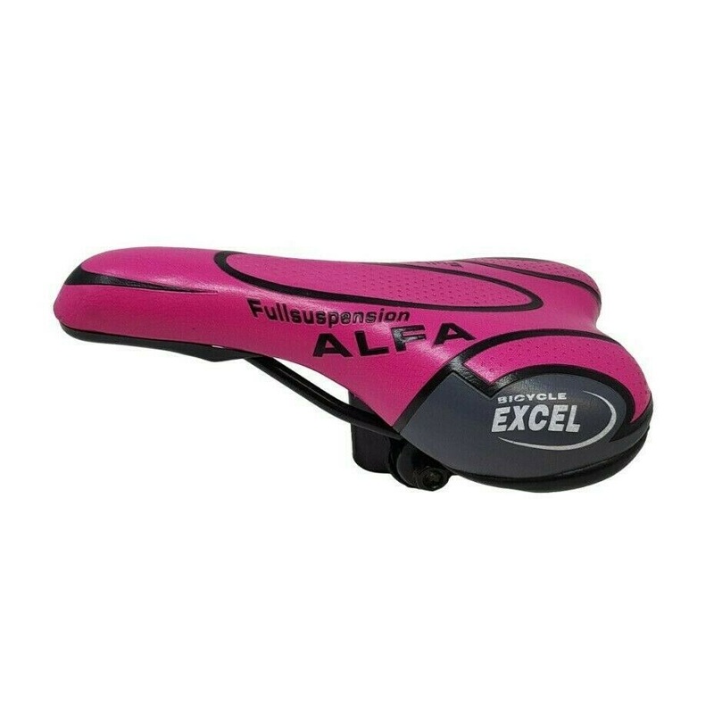 Bargain Bike Seat Adult or Junior Bicycle Saddle Pink & grey with saddle clamp