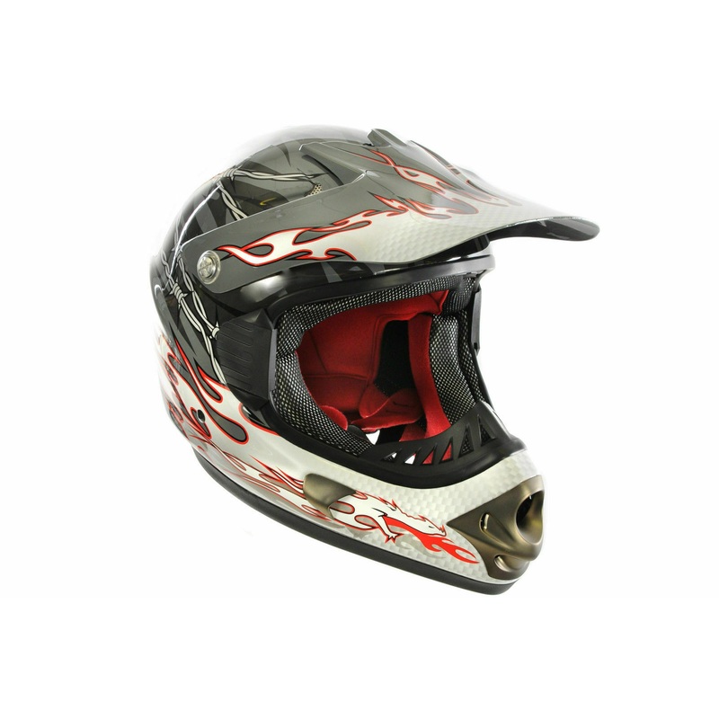 Full Face Downhill Motocross Fibreglass Bike Helmet B.e. Dragon 59-60cm Grey