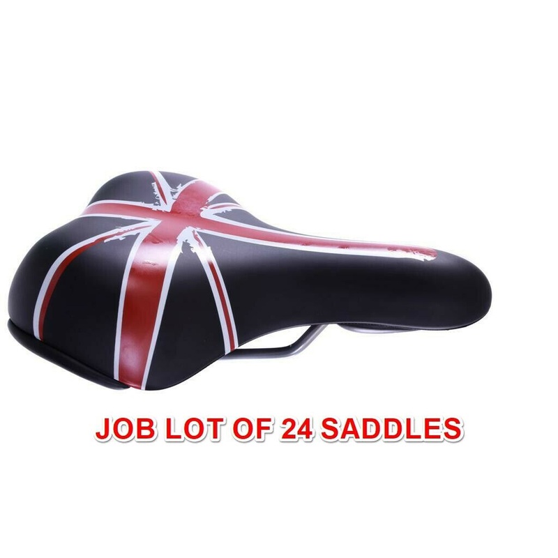 Wholesale Job Lot Of 24 Adult Mountain Bike Saddles Union Jack Seats Black New