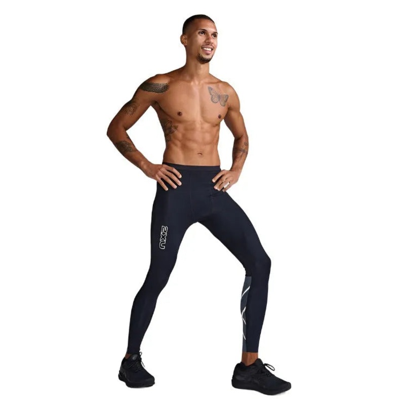 2XU MA7049B Light Speed React Men’s Compression Tights (Black/White Reflective)