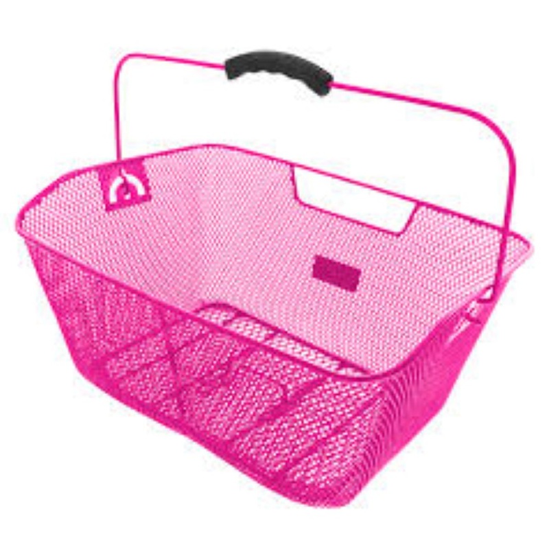 Pink Bicycle Wire Mesh Basket Fits On To Front Or Rear Carrier Shopping Luggage