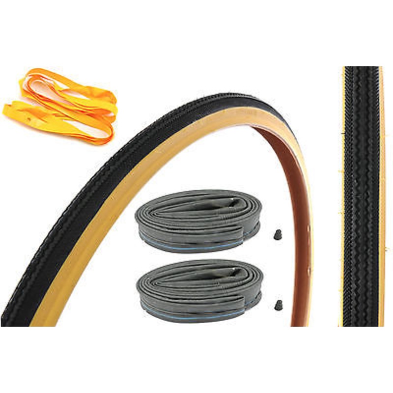 SET 27 x 1 1-4 TYRES,TUBES & RIM TAPES IDEAL FOR 60’s 70’s 80’s RACERS+FIXIES