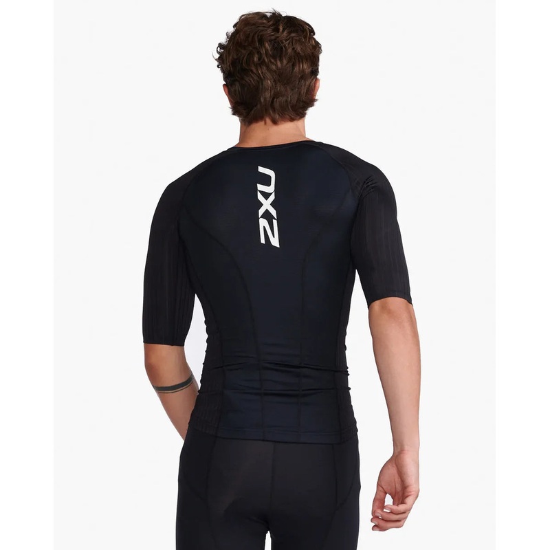 2XU MT6662A Aero Tri Sleeved Men’s Triathlon Top (Black/White)