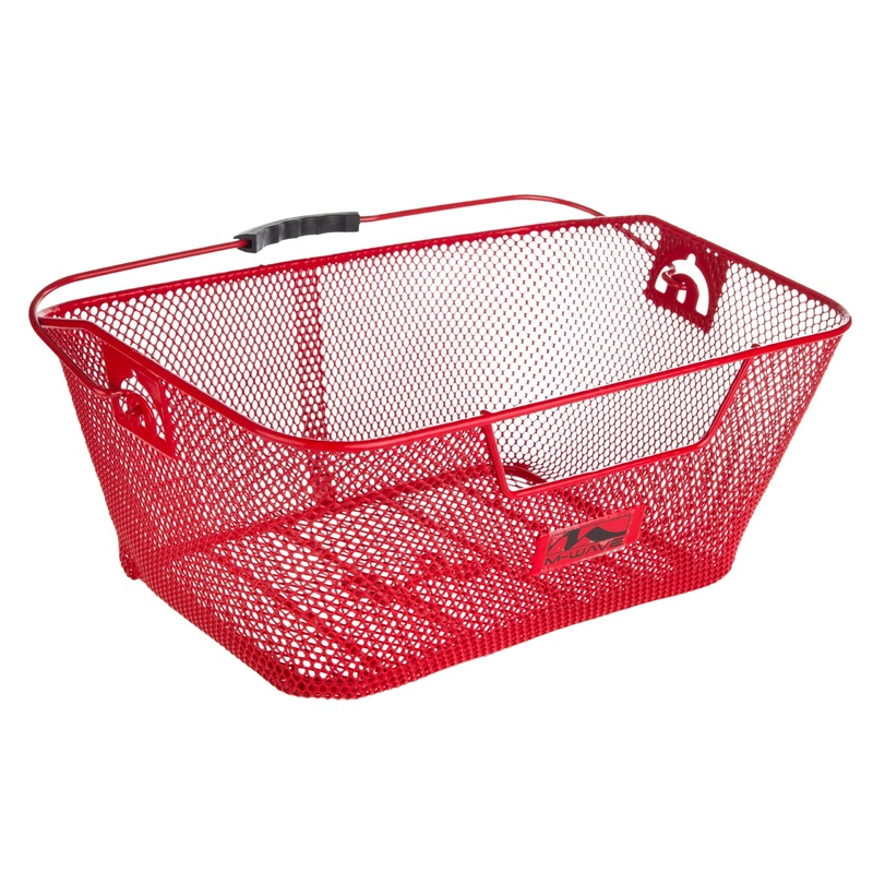 Red Bicycle Wire Mesh Basket Fits On To Front Or Rear Carrier Shopping Luggage
