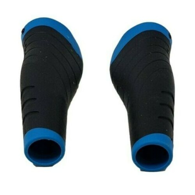 PAIR OF 135MM VAVERT LOCK – ON BIKE HANDLEBAR GRIPS ERGONOMIC PLUG – BLACK/BLUE
