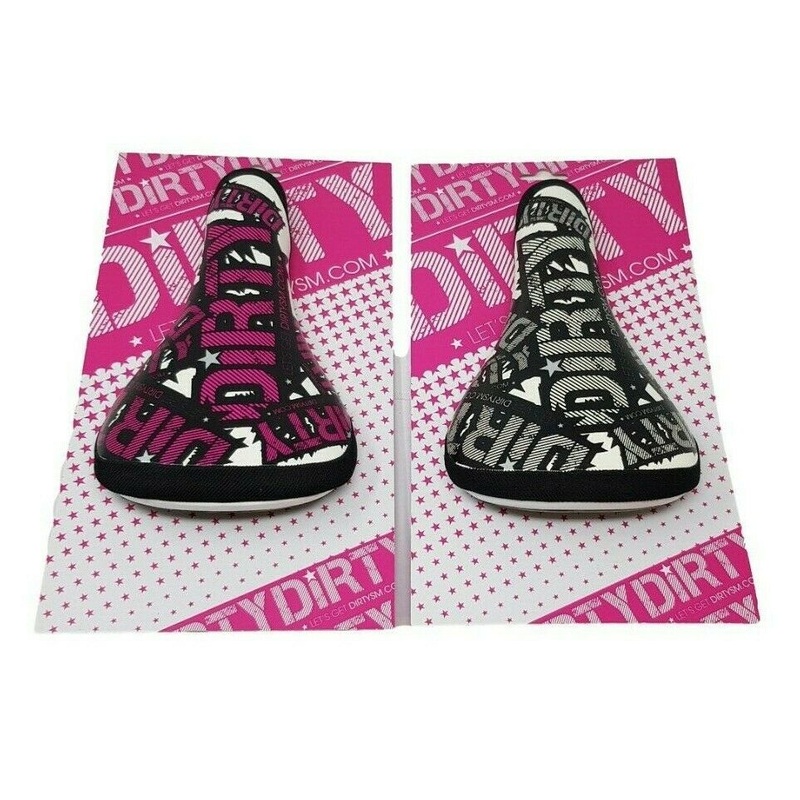 DIRTY TRIKY DOWNHILL MOUNTAIN BIKE / BMX SADDLE 230MM WHITE & BLACK OR WHITE & MAGENTA