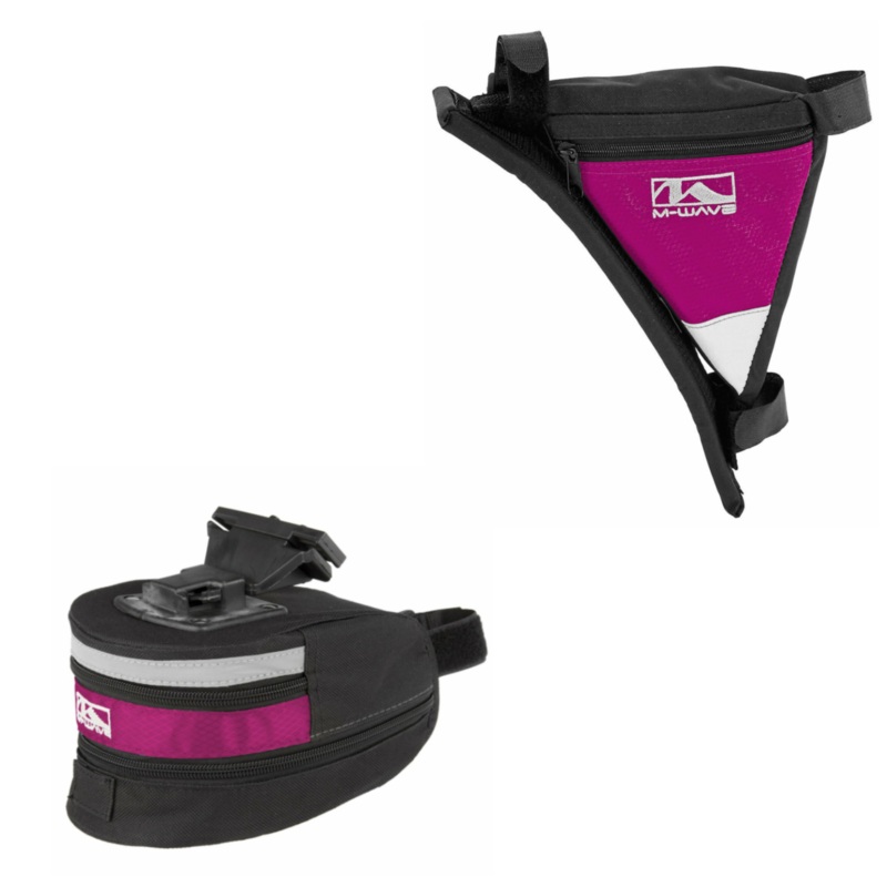 Mens Bike Saddle Bag + Triangle Frame Bag Cycle Bargain 2 Piece Luggage Set Pink