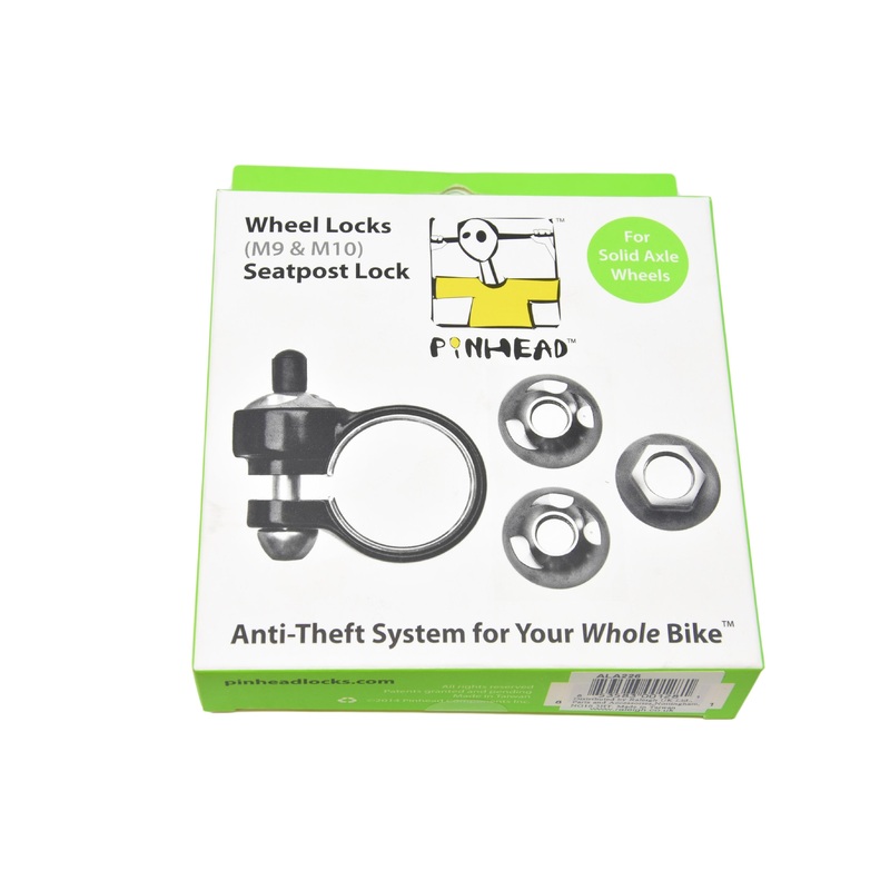 Pinhead Wheel + Seat Locking System M9 + M10 Solid Axle Cycle Wheel + Seatpost Lock